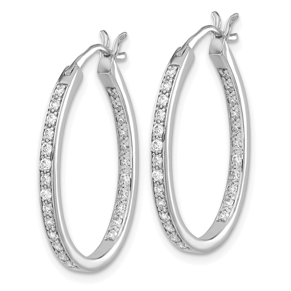Exclusive 14K White Gold Diamond Inside-Out Hoop Earrings - Stylish Luxury