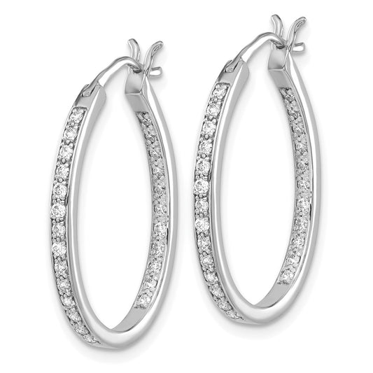 Exclusive 14K White Gold Diamond Inside-Out Hoop Earrings - Stylish Luxury