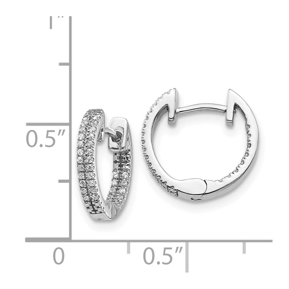 Designer 14K White Gold Diamond Hinged Hoop Earrings - Stylish Inside-Out Design