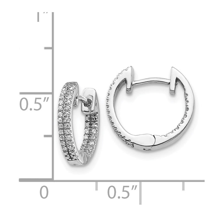 Designer 14K White Gold Diamond Hinged Hoop Earrings - Stylish Inside-Out Design-4