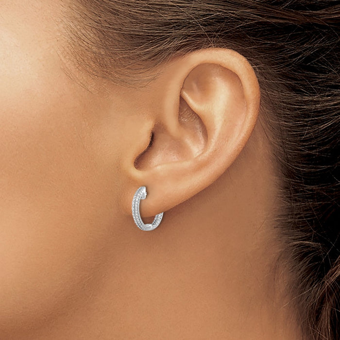 Buy Stylish 14K White Gold Diamond Inside-Out Hinged Hoop Earrings - 1.5"-3