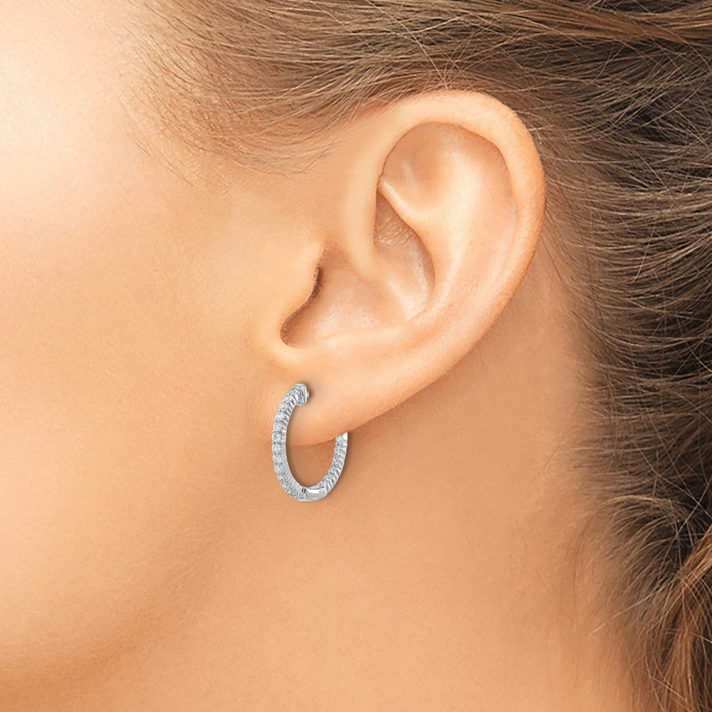 Buy Stylish 10K White Gold Diamond Inside-Out Hoop Earrings - Luxury Value