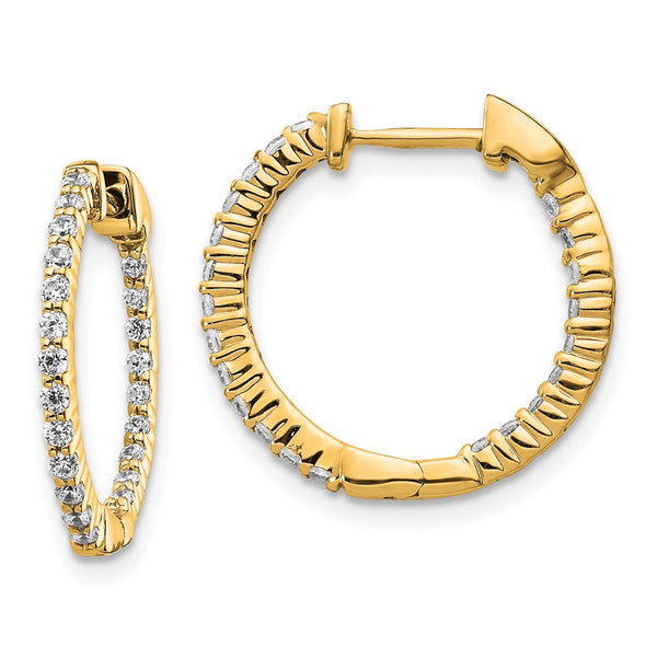 10K Gold Diamond Inside-Out Hinged Hoop Earrings