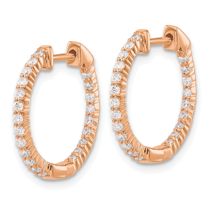 Buy Stylish 14K Rose Gold Diamond Inside-Out Hinged Hoop Earrings, 1.5"-2