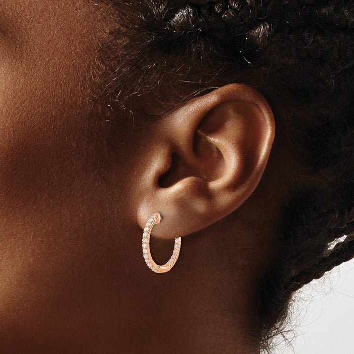 Buy Stylish 14K Rose Gold Diamond Inside-Out Hinged Hoop Earrings, 1.5"-3