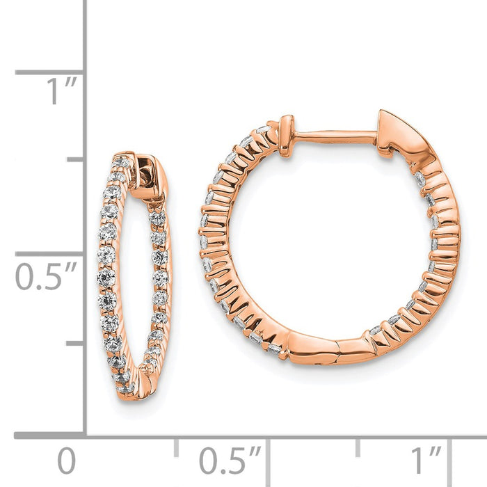 Buy Stylish 14K Rose Gold Diamond Inside-Out Hinged Hoop Earrings, 1.5"-4
