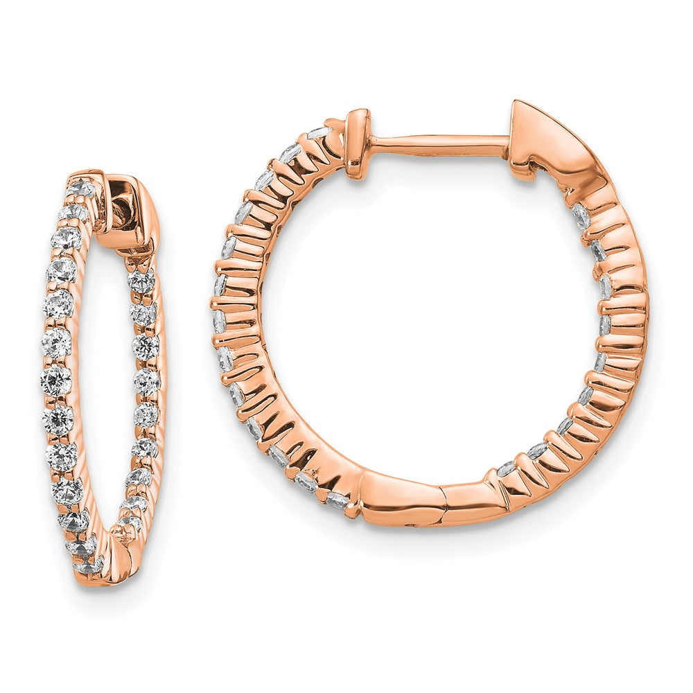 Buy Stylish 14K Rose Gold Diamond Inside-Out Hinged Hoop Earrings, 1.5"
