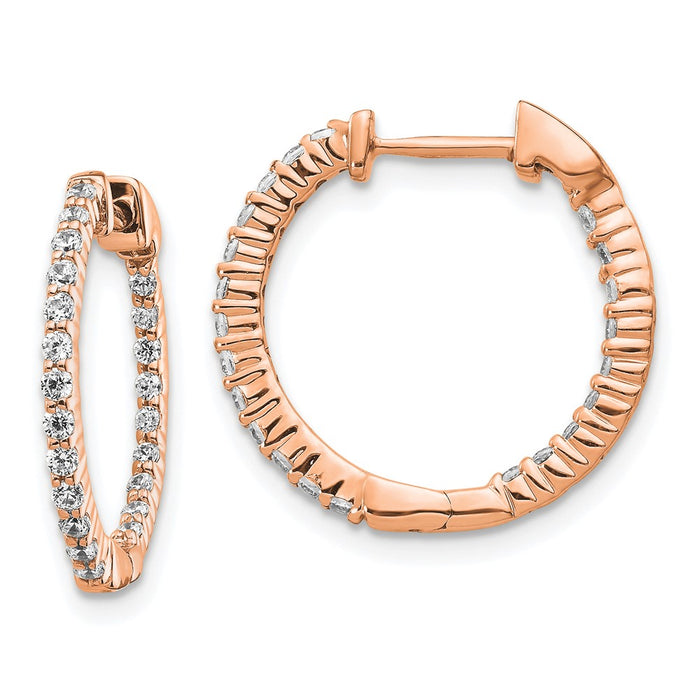 Buy Stylish 14K Rose Gold Diamond Inside-Out Hinged Hoop Earrings, 1.5"-1