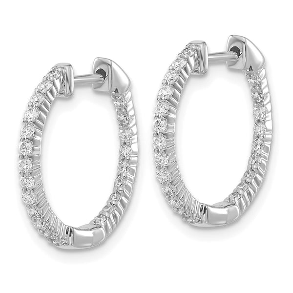 14K White Gold Inside-Out Hoop Earrings with 1/2 Carat Diamond