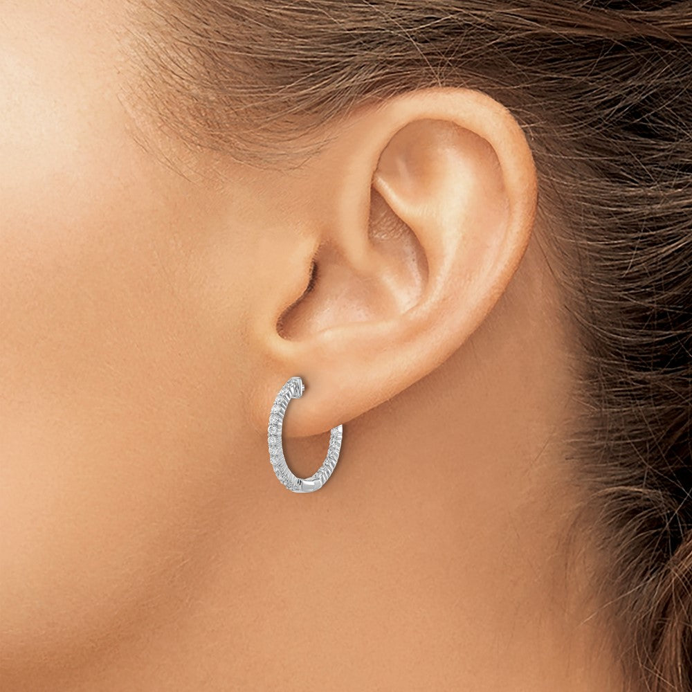 Shop Stylish 14K White Gold Inside-Out Hoop Earrings with 1/2 Carat Diamond