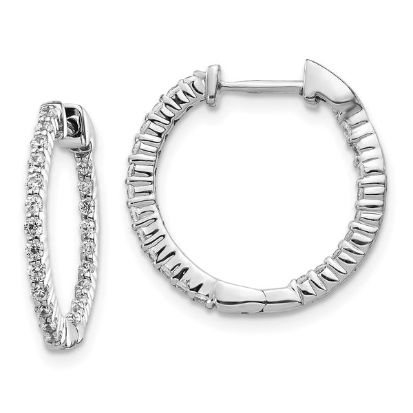 14K White Gold Inside-Out Hoop Earrings with 1/2 Carat Diamond