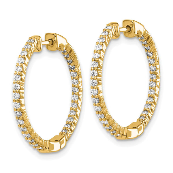 10K Gold Polished Diamond Inside-Out Hinged Hoop Earrings