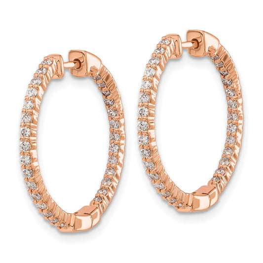 Buy Stylish 14K Rose Gold Diamond Inside-Out Hoop Earrings - 1.5" Long, Luxury Value!
