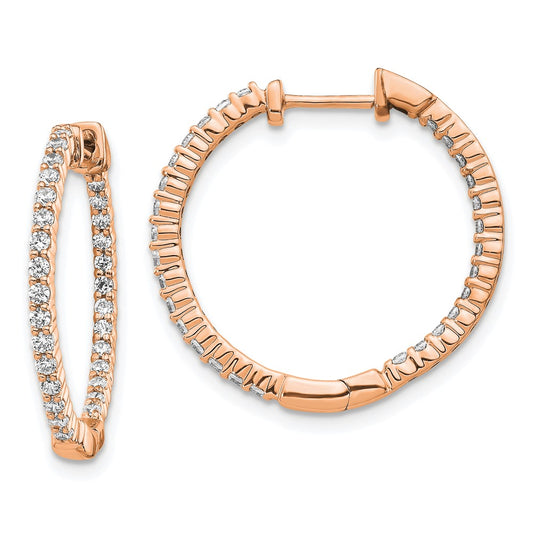 Buy Stylish 14K Rose Gold Diamond Inside-Out Hoop Earrings - 1.5" Long, Luxury Value!