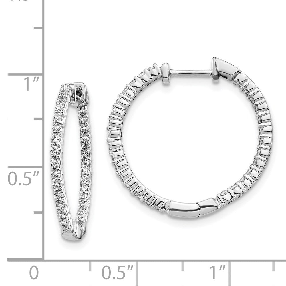 High-Quality 14K White Gold Diamond Inside-Out Hoop Earrings - Stylish Value!