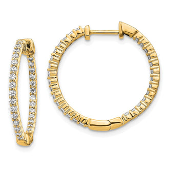 Buy Stylish 14K Gold Polished Diamond Hinged Hoop Earrings - 1.5" Size