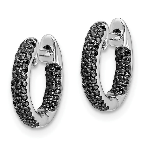 10K White Gold Diamond-Accented Hinged Hoop Earrings - Style GR1-1021097