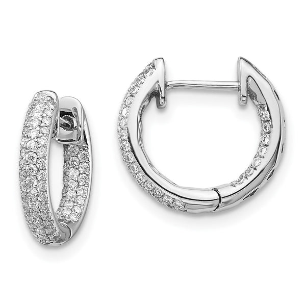 10K White Gold Diamond-Accented Hinged Hoop Earrings - Style GR1-1021097