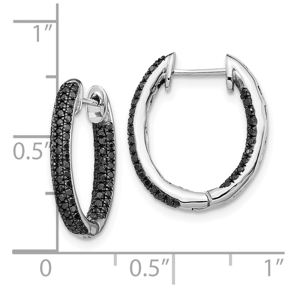 Exclusive 10K White Gold Black Diamond Inside-Out Hoop Earrings - Stylish Value