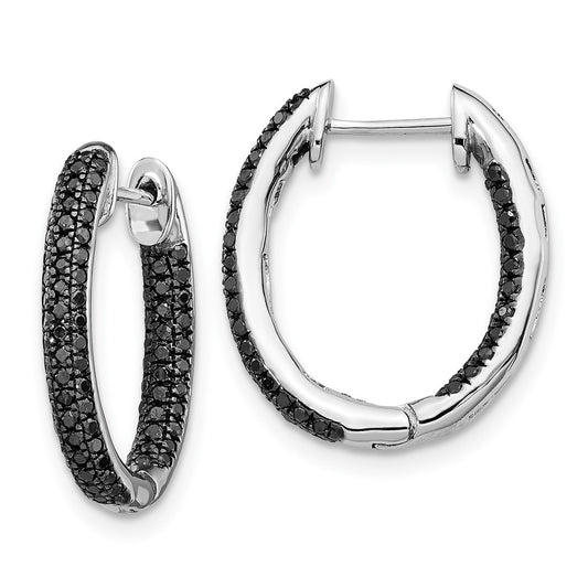 Exclusive 10K White Gold Black Diamond Inside-Out Hoop Earrings - Stylish Value
