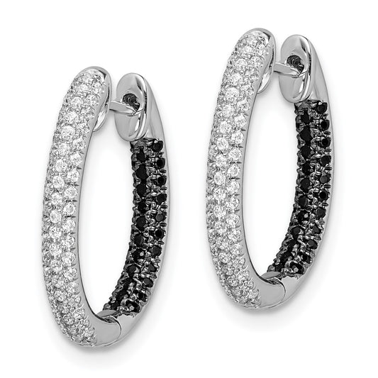 Shop Exclusive 14K White Gold Inside-Out Hoop Earrings with Black & White Diamonds