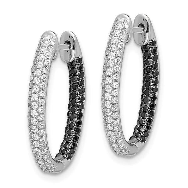 14K White Gold Inside-Out Hoop Earrings with Black & White Diamonds - Style GR1-1003063