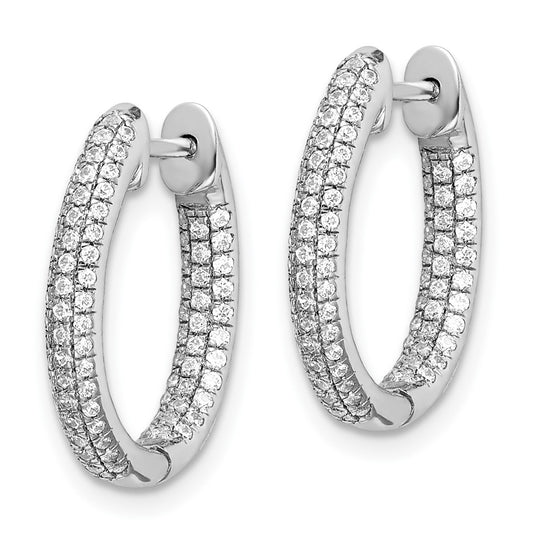 High-Quality 10K White Gold Diamond Inside-Out Hoop Earrings | Stylish Value