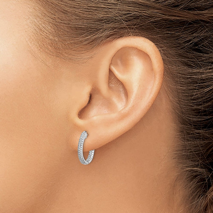 High-Quality 10K White Gold Diamond Inside-Out Hoop Earrings | Stylish Value-3