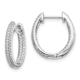 High-Quality 10K White Gold Diamond Inside-Out Hoop Earrings | Stylish Value