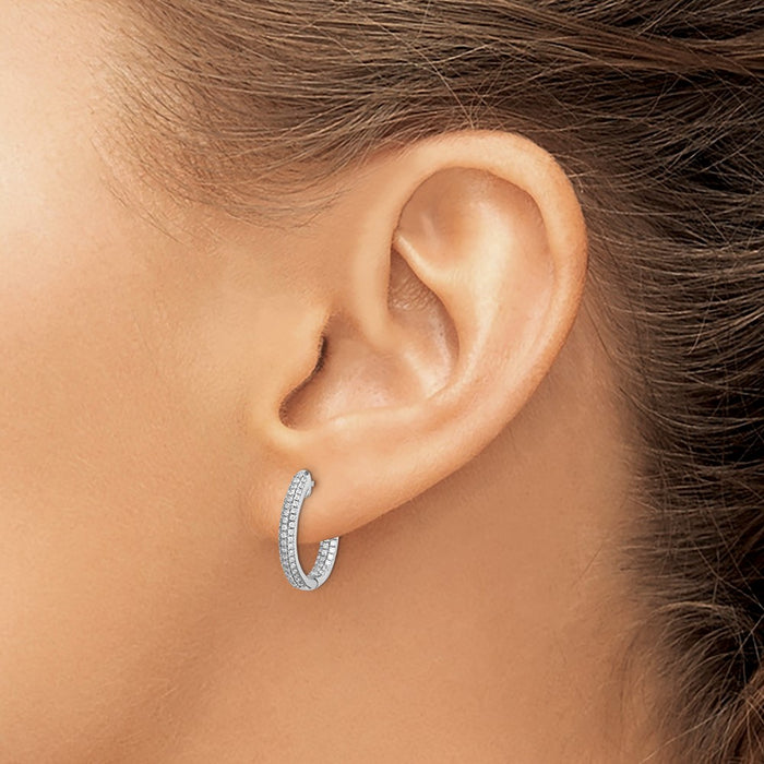 Shop Stylish 14K White Gold Diamond Inside-Out Hinged Hoop Earrings - 1.5"-3