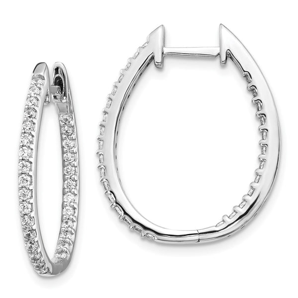 14K White Gold Diamond-Studded Hoop Earrings - Style GR1-1003066