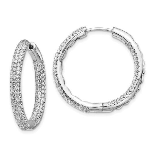 Exclusive 14K White Gold Hinged Hoop Diamond Earrings, 1.5 Carat Total Weight