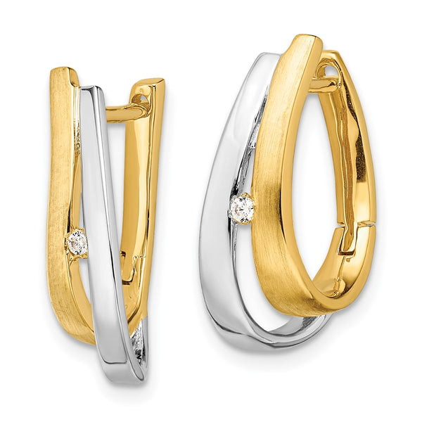 14K Yellow Gold Diamond Hinged Hoop Earrings
