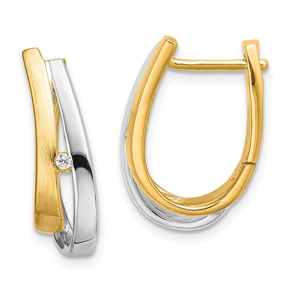 14K Yellow Gold Diamond Hinged Hoop Earrings