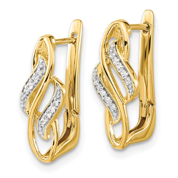 14K Gold Diamond-Accented Hinged Hoop Earrings - Style GR1-1016834