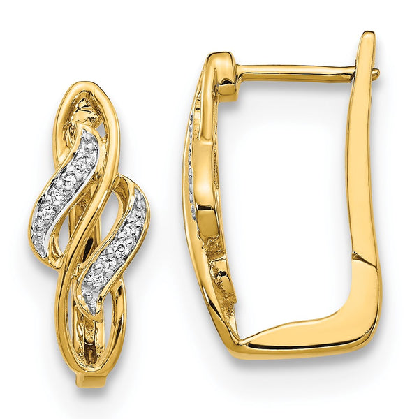 14K Gold Diamond-Accented Hinged Hoop Earrings - Style GR1-1016834