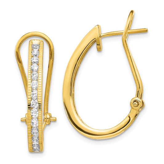 Buy Stylish 14K Gold Diamond-Accented Omega Back Hoop Earrings - High-Quality Design