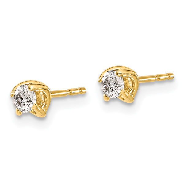 14K Gold Diamond Stud Earrings, 0.85mm