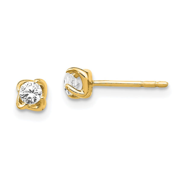 14K Gold Diamond Stud Earrings, 0.85mm