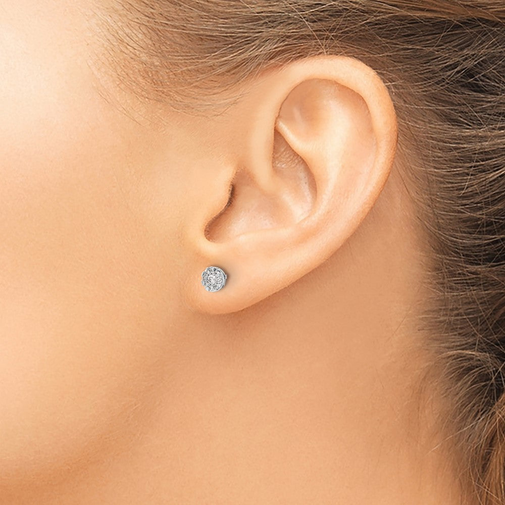 Buy Exclusive 14K White Gold Cluster Earrings with 1/5 Carat Lab Diamonds