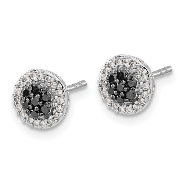 Buy Stylish 14K White Gold Black and White Diamond Cluster Stud Earrings