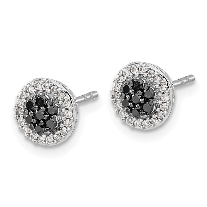 Buy Stylish 14K White Gold Black and White Diamond Cluster Stud Earrings-2