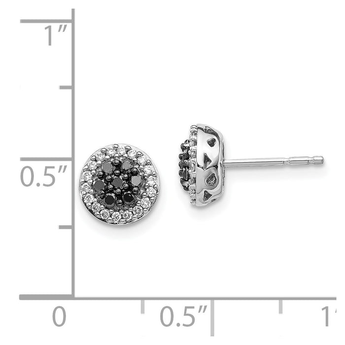 Buy Stylish 14K White Gold Black and White Diamond Cluster Stud Earrings-4