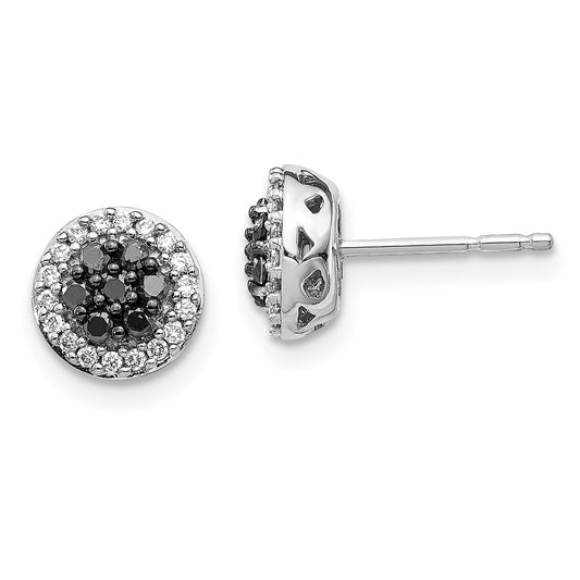 Buy Stylish 14K White Gold Black and White Diamond Cluster Stud Earrings