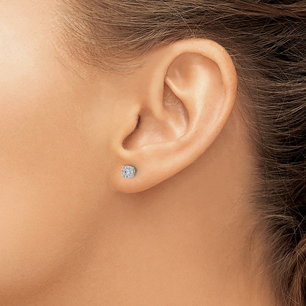 Shop Exclusive 10K White Gold Diamond Cluster Stud Earrings - Stylish Value!