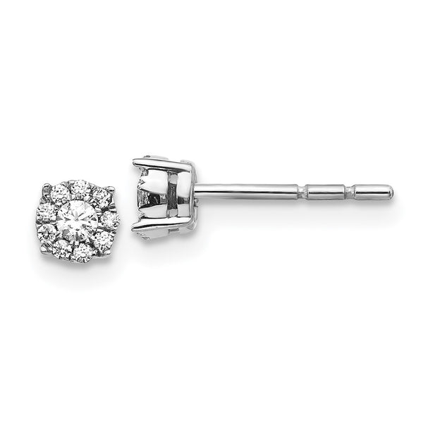 High-Quality 14K White Gold Diamond Cluster Stud Earrings - Stylish Value