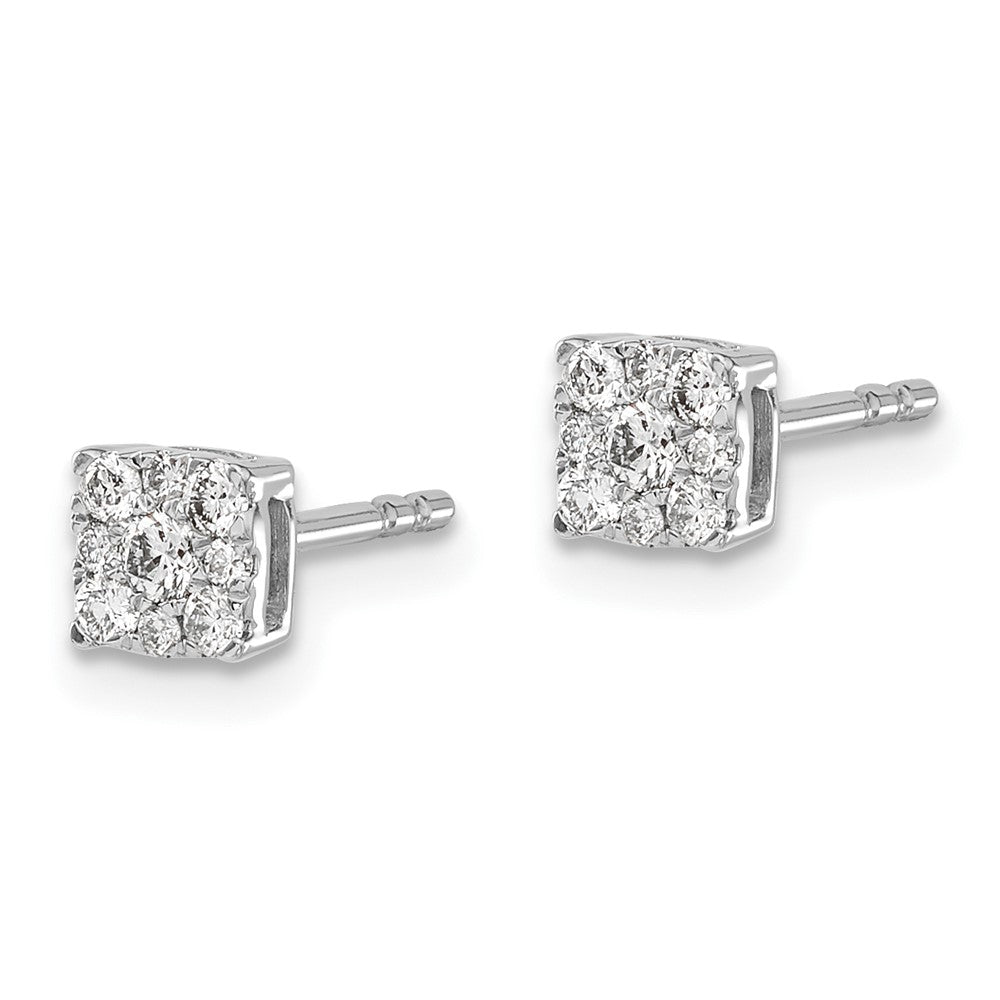 Exclusive 10K White Gold Diamond Cluster Stud Earrings - Stylish Value Offer