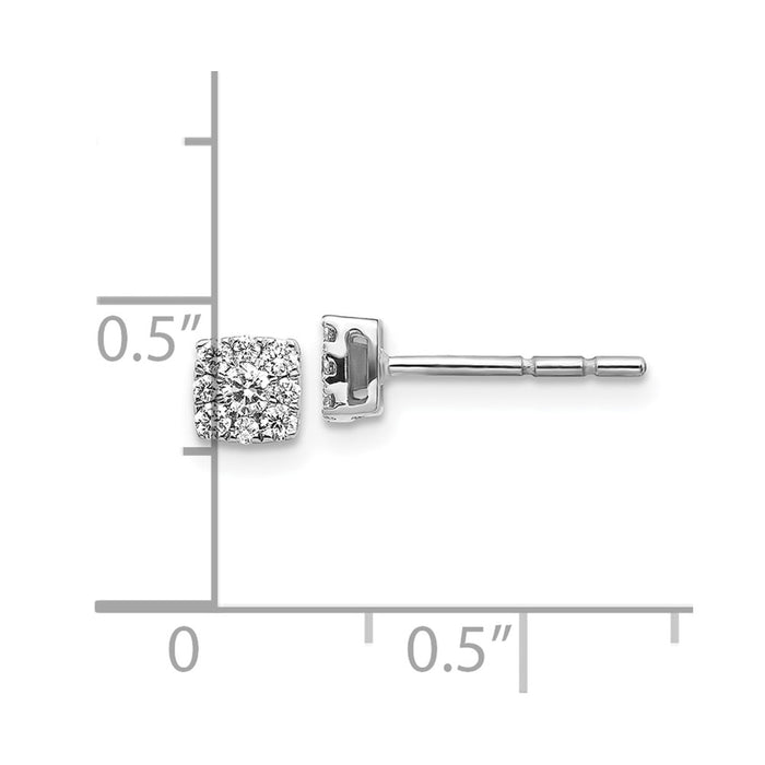 Exclusive 10K White Gold Diamond Cluster Stud Earrings - Stylish Value Offer-4