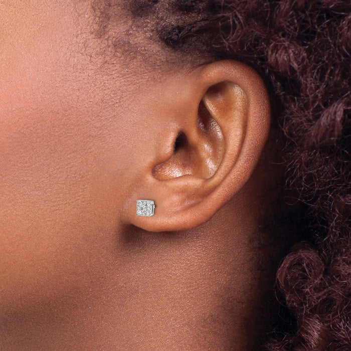 Shop 14K White Gold Diamond Cluster Stud Earrings - Stylish Luxury at Great Price-3