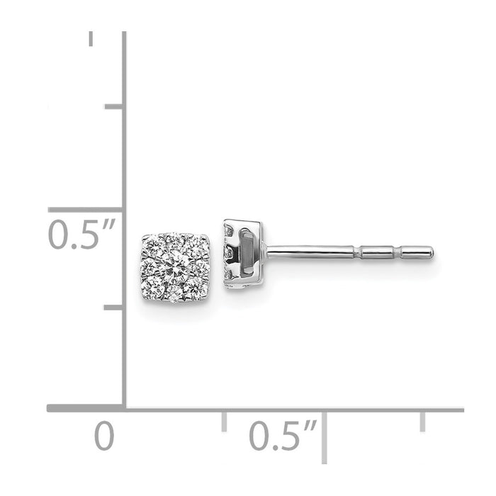Shop 14K White Gold Diamond Cluster Stud Earrings - Stylish Luxury at Great Price-4